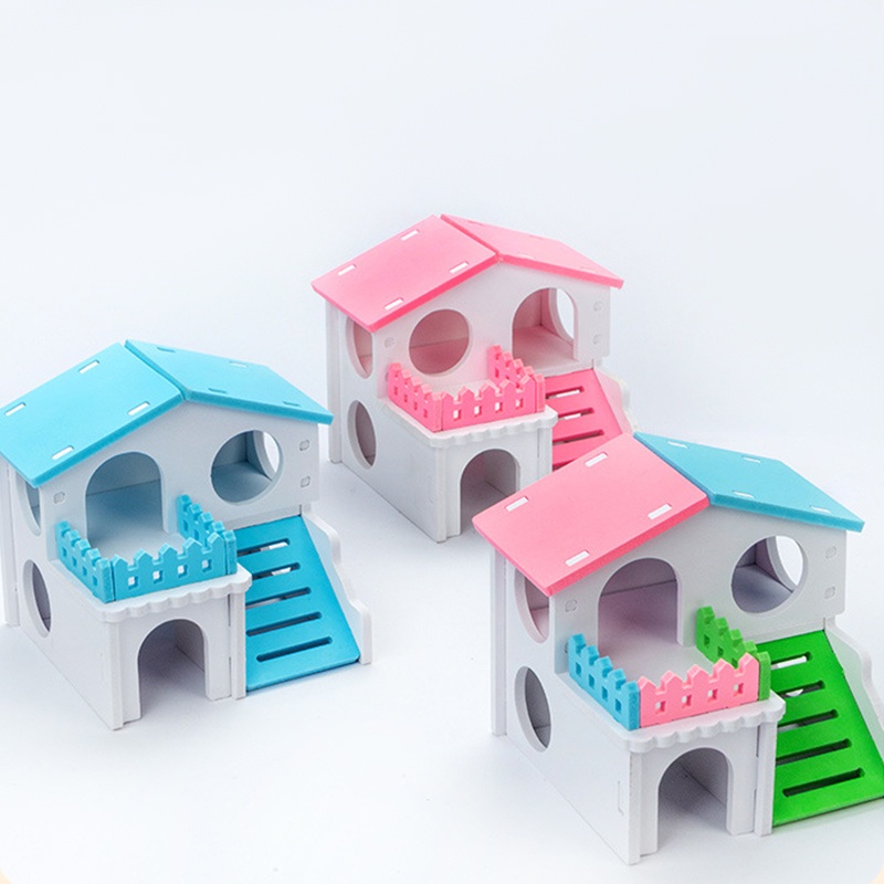 1 Pcs Hamster House Plastic DIY Double Layer Small Animal Hideout Play Hamster Villa Funny Rat Mouse #5