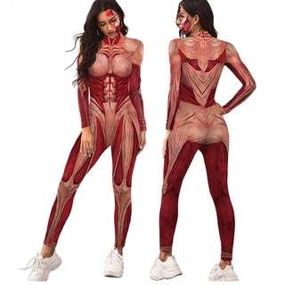 Attack on Titan Cosplay Costumes Annie Leonhart Titan Muscle Three-dimensional Printing Pattern Jumpsuit