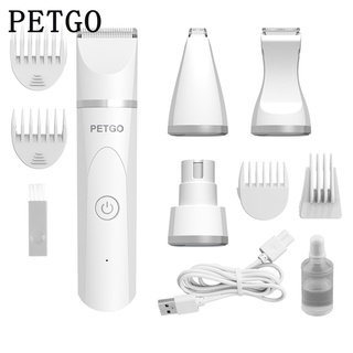 PETGO 4 in 1 Pet Electric Hair Clipper Grooming Trimmer Nail Grinder Chargeable Haircut For Dogs Cat