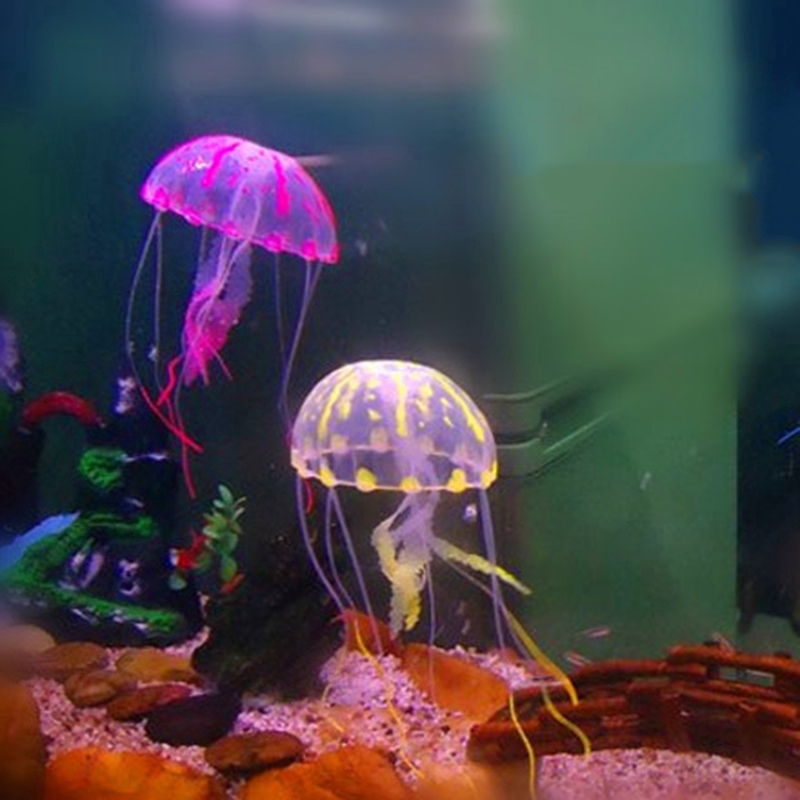 【Fast Delivery】 Soft Colorful Silicone Aquarium Artificial Jellyfish Fluorescent Floating jelly 【Veemm】 #3