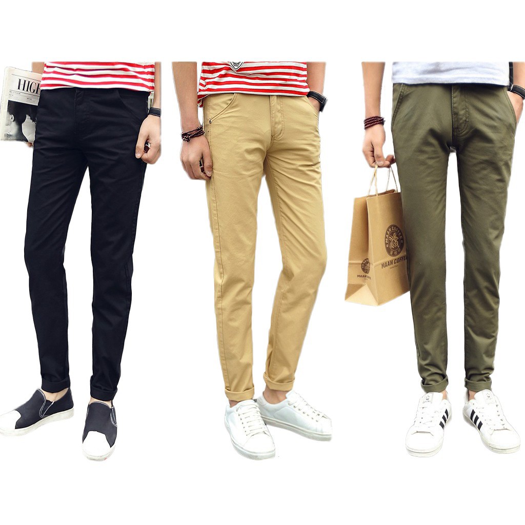 black pants khaki