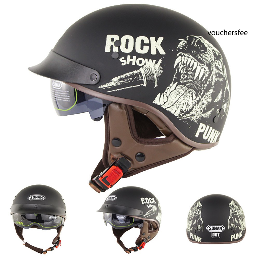 Helmet Rock Sexy Girl Wolf Half Face Vintage Bike Motorcycle Helmets