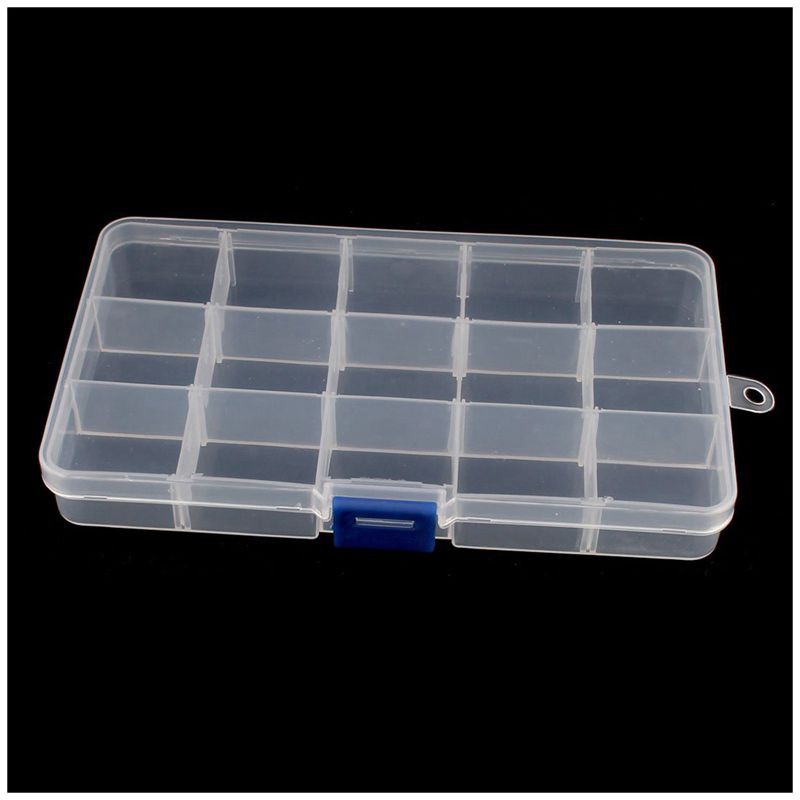 2pcs Plastic Components Storage Cases Boxes 15 Slots Detachable 