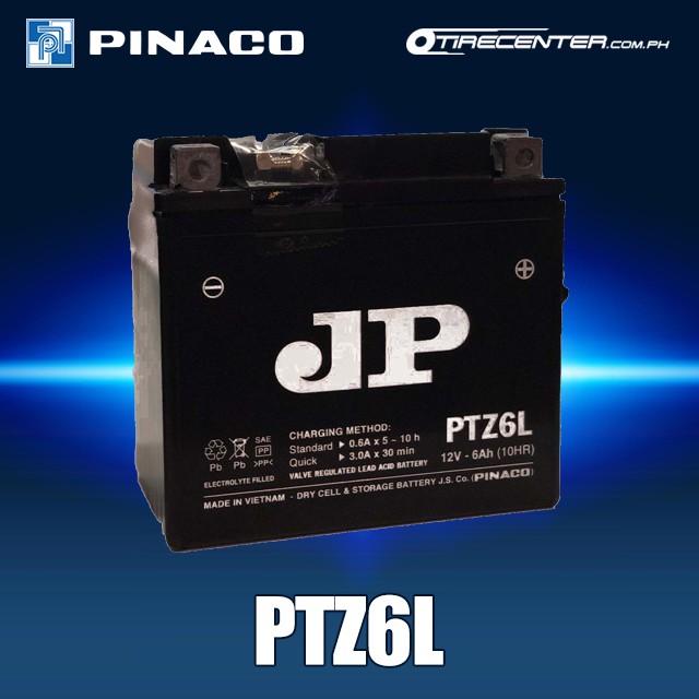 PINACO JP 6L VRLA Motorcycle Battery 12V 6Ah PINACO JP 6L VRLA Motorcycle Battery 12V 6Ah