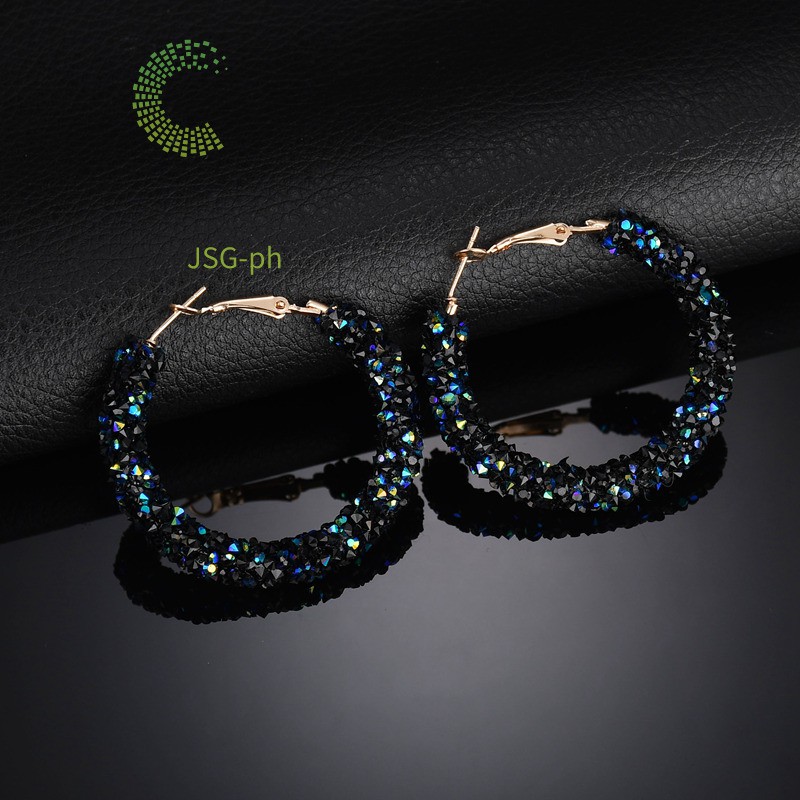 4PCS//Set Ladies Girl Crystal Punk Small Hoop Band Stud Earrings Charm Jewelry