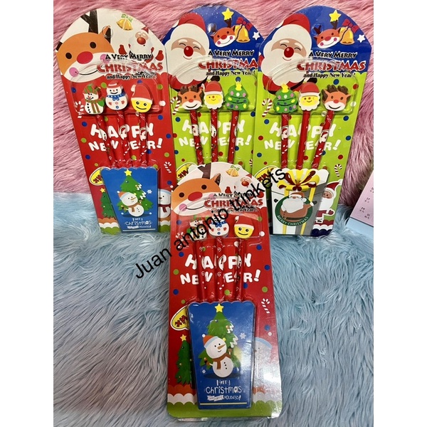 Christmas Pencil and eraser Set Shopee Philippines