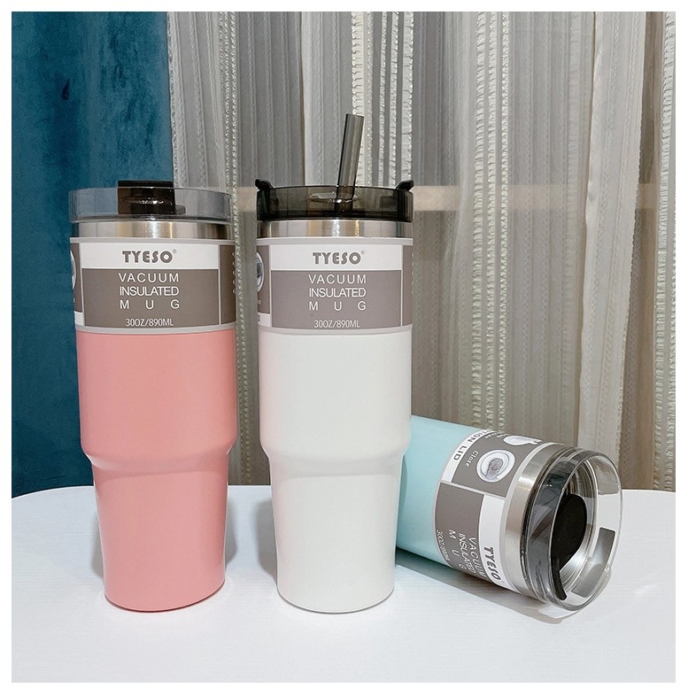 Original Tyeso 600ML 890ML Double Wall Large Capacity Insulated Vacuum