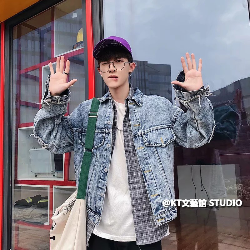 jumper and denim jacket