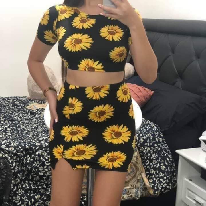 Fashionable Crop Top Terno Skirt Shopee Philippines