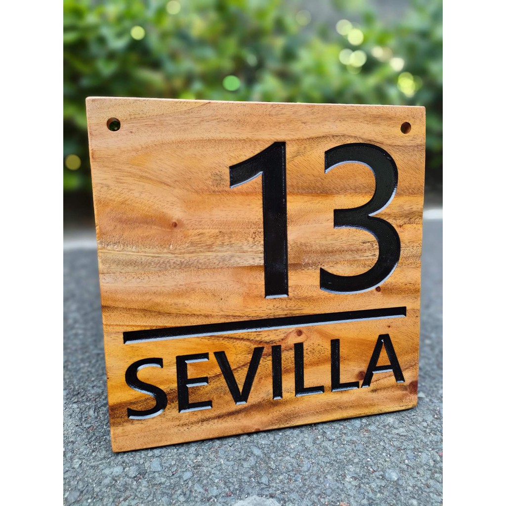 Custom House Number Sign/Signage Mahogany Wood Water Resistant Shopee