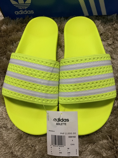 adidas neon slippers