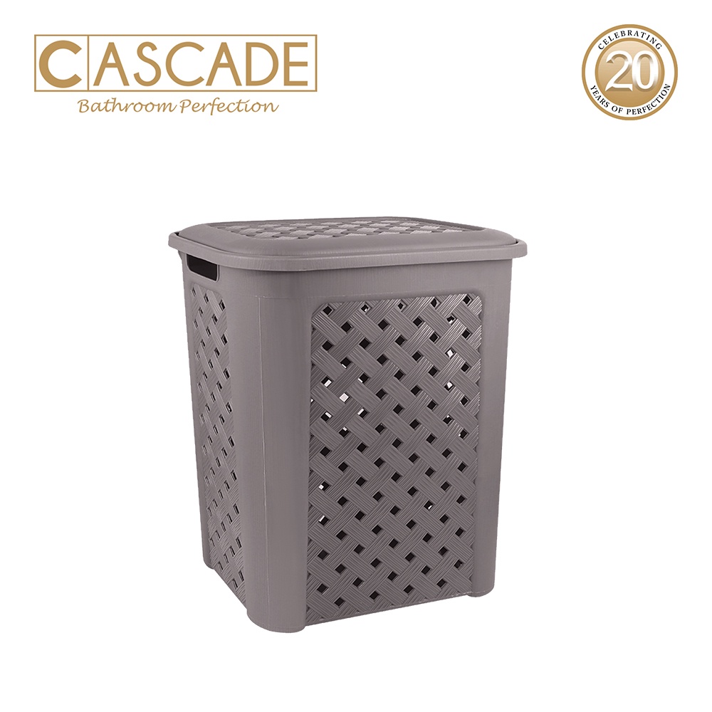 Cascade Large /50 Liters Weave Laundry Hamper with Lid in Brown