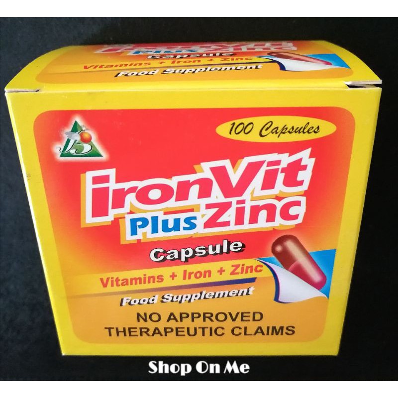 IronVit plus zinc Capsule Vitamins + Iron 100 capsules Multivitamins Shopee Philippines