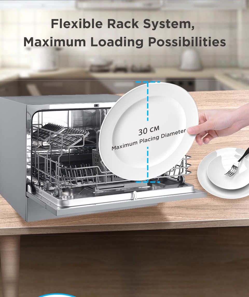 Midea Table Top Dishwasher WQP63607 6 Program, 6 Place Settings