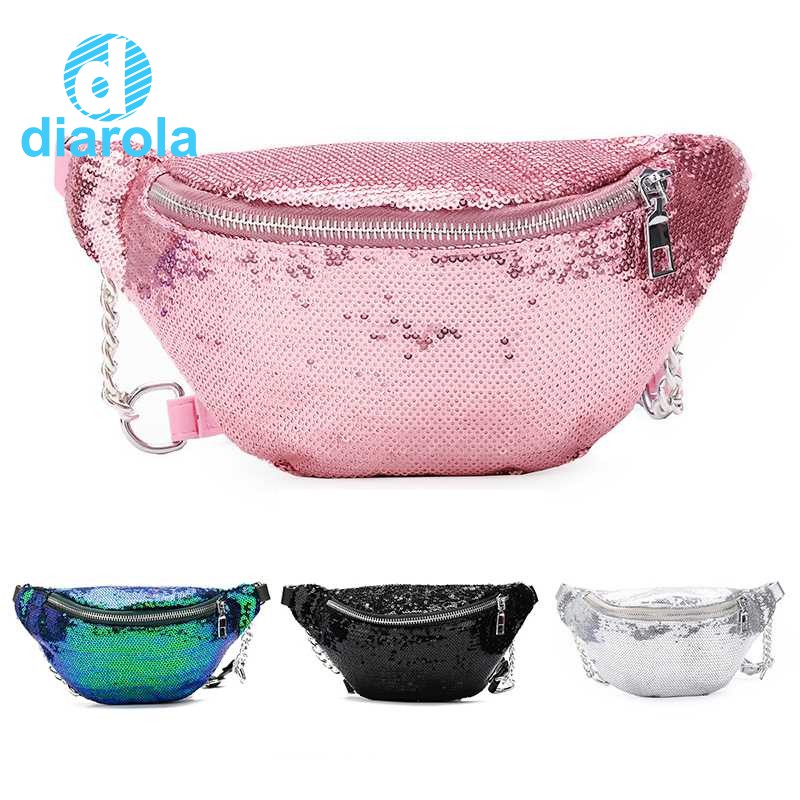 pink glitter fanny pack