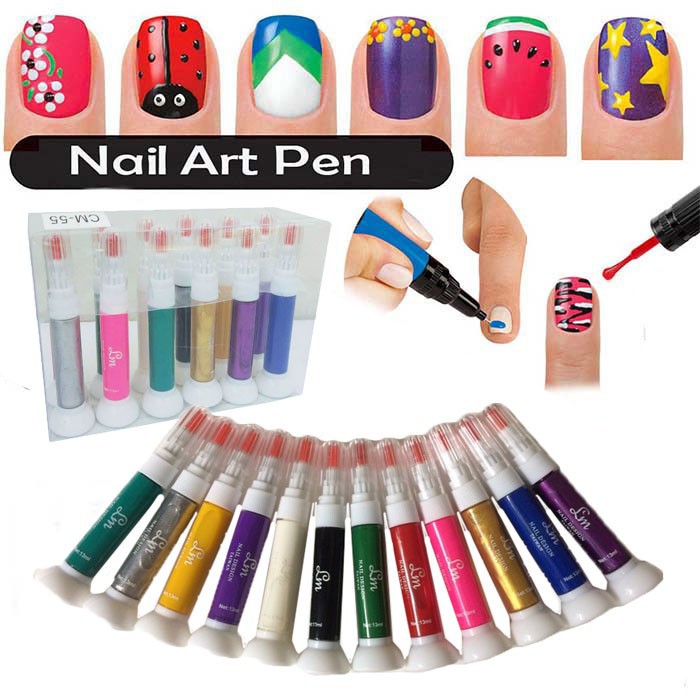 1x Random Color Nail Art Pen for 3D Nail Art DIY Brush and Art Pen Set