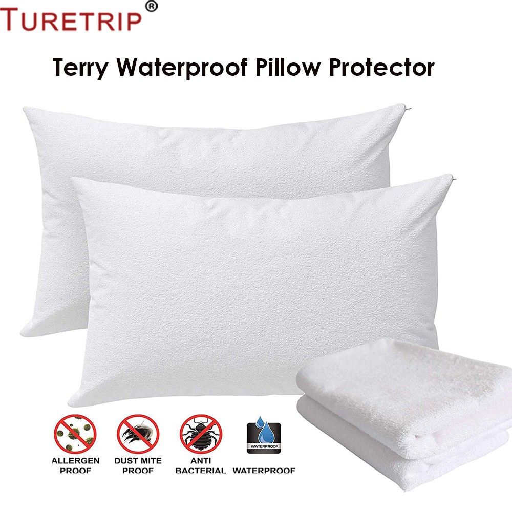 Buy1 Get 1 Cotton Terry Waterproof Pillow Protector Zipper Hotel