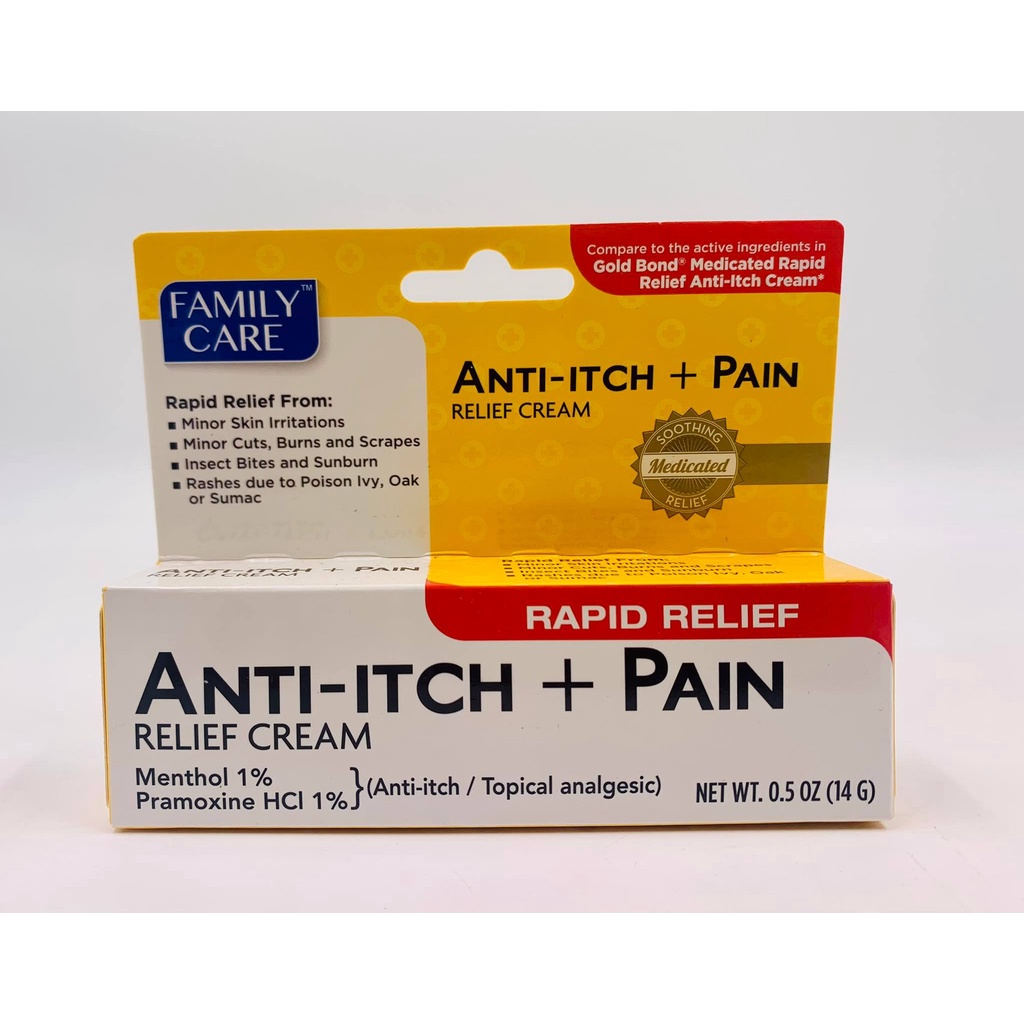 Family Care Anti-Itch+Pain Relief Cream 0.5oz Pramoxine HCL 1% Topical ...