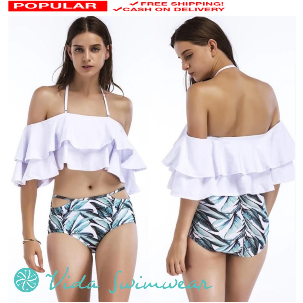 white off the shoulder swimsuit
