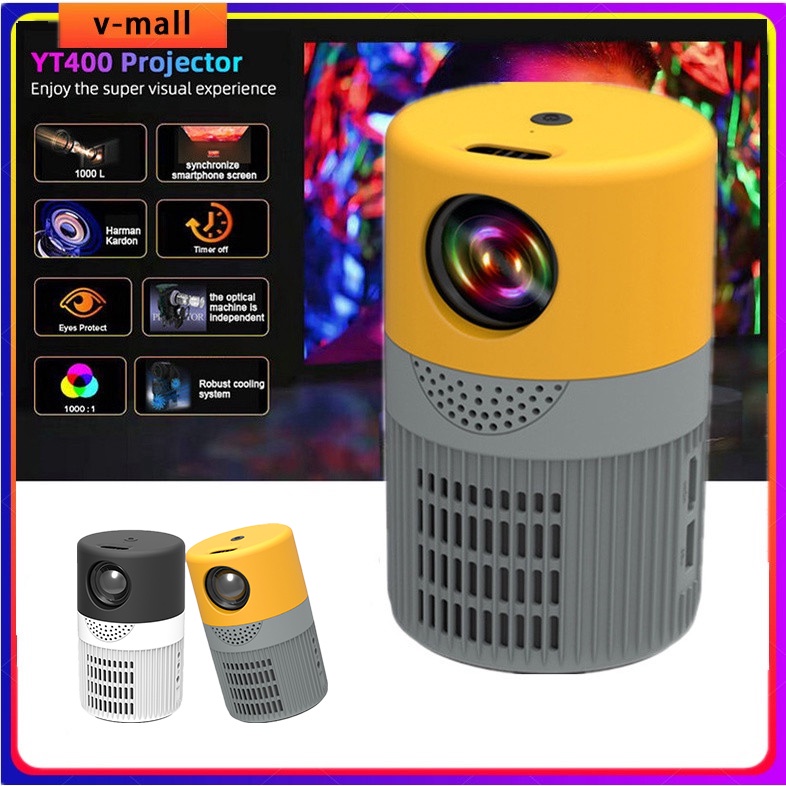 YT400 Mini Projector HD 1080P LED Projector HDMI Portable Phone/Laptop
