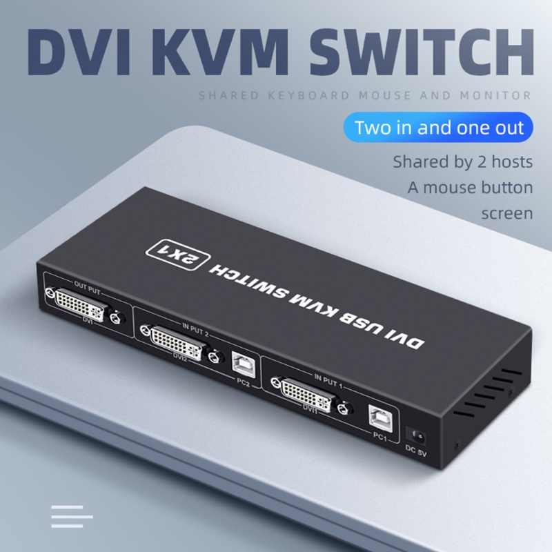 KVM Switch USB Switch 2 In 1Out DVI KVM Docking Station Selector ...