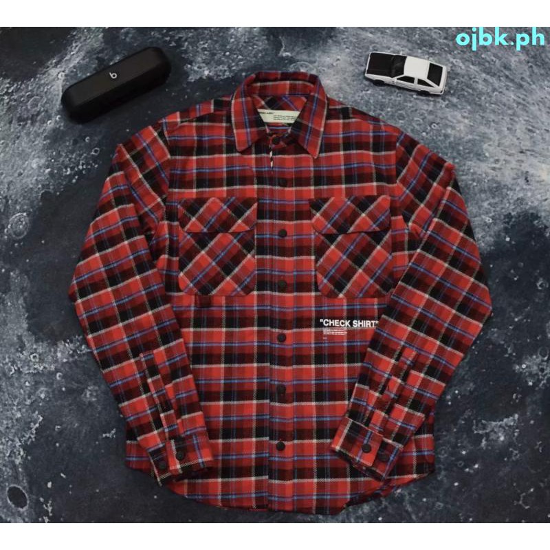 blue & red flannel check shirt