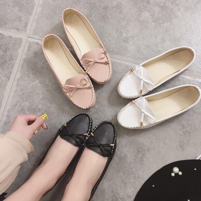Korean ladies loafer shoes (add 1 size) | Shopee Philippines