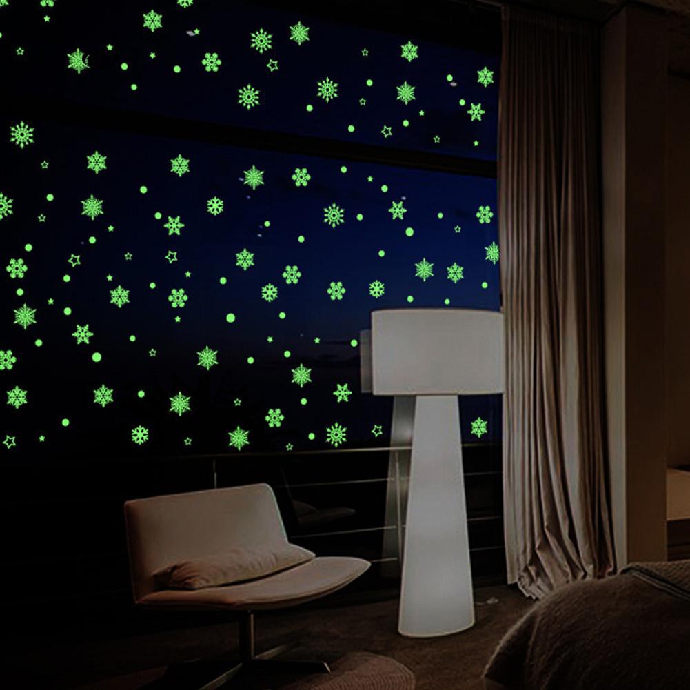 Bk Snowflake Wall Sticker Glow In The Dark Luminous Diy Kids Room