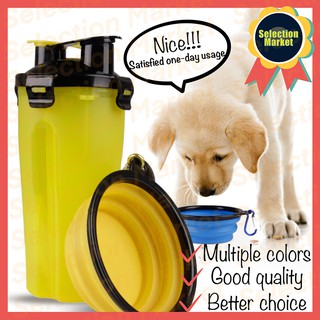 【fast deliver】 Multi-function 2 in 1 Portable Pet Dog Water Bottle Food Dog Bowl