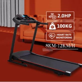Electric Flat Treadmill with Heart Rate Blue Screen Treadmill Foldable ...