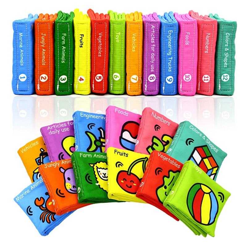 Pack Of 12 Baby Cloth Books Soft Non Toxic Fabric Babies First Book Set Educational Toys For Toddler Shopee Philippines