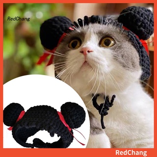 RED♥ Pet Headwear Funny Shape Cosplay Accessories Hand Knitting Cat Headdress Cap Puppy Headgear Costume Props