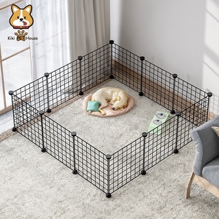 DIY Pet Fence Iron Fence Puppy Dog Kennel Sports Training Puppy Kitten Space Playpen for Rabbit Cage