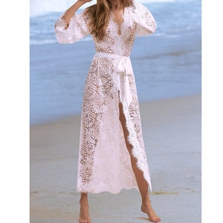 white beach wrap dress