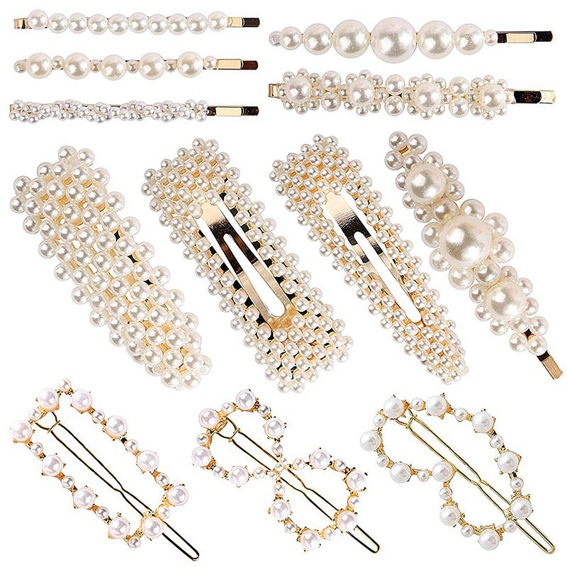 12 Pack Pearl Clips Elegant Barrettes Pins Decorative Hairpins