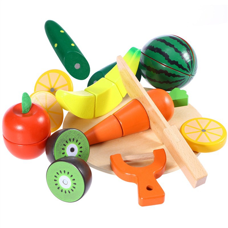 wooden fruit cutting toy