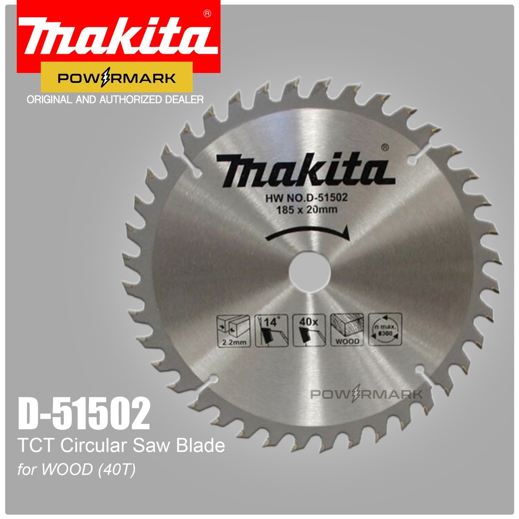 MAKITA D51502 TCT Circular Saw Blade for Wood 185mm x 20mm 40T