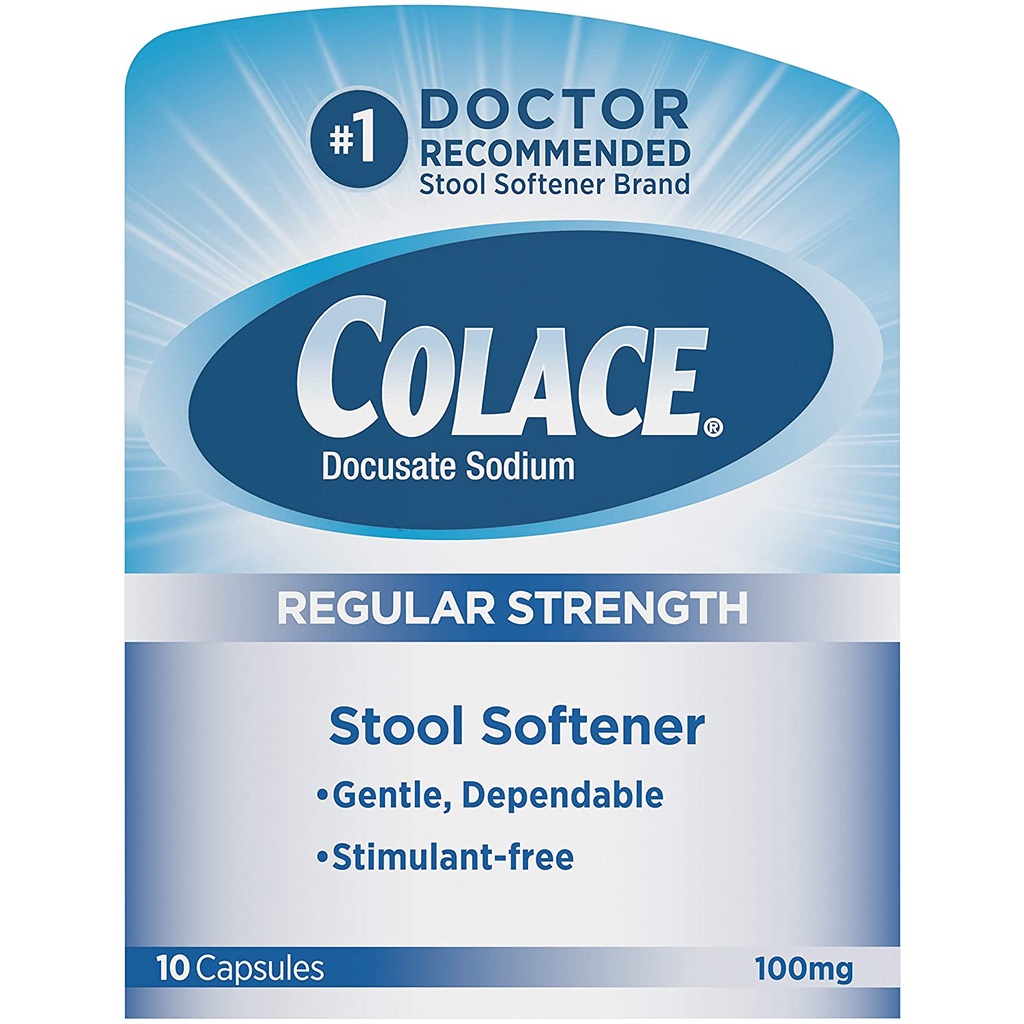 Colace Docusate Sodium Regular Strength Stool Softener 100 mg, 10