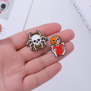 Hot Sale Free Shipping Halloween Pumpkin Skull Brooch Men Women Cute Japanese Metal Badge Pin Accessories Cartoon Ba #3