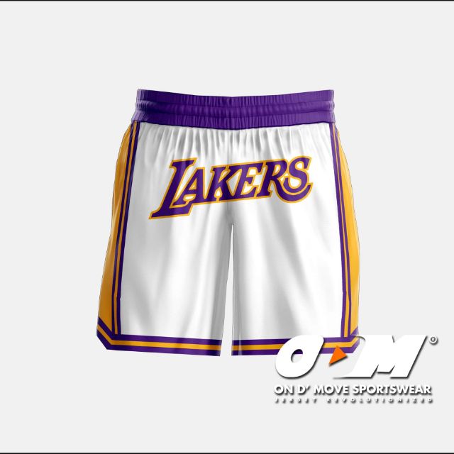 white lakers shorts