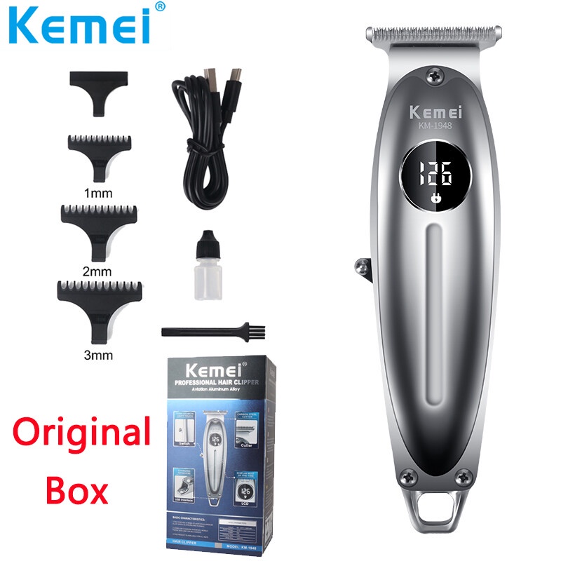Kemei KM-1948 Men Hair Trimmer All Metal LCD Professional Hair Clipper ...