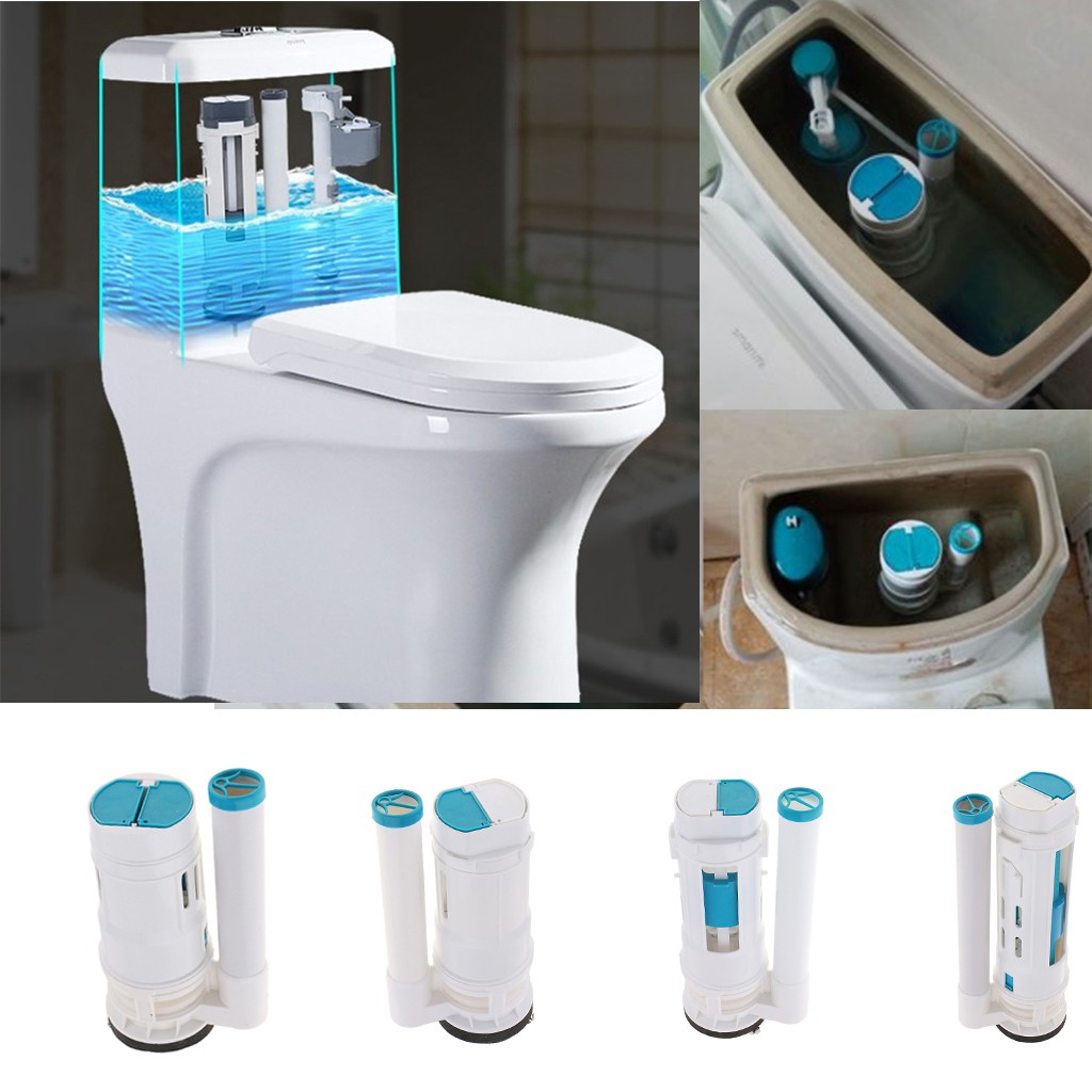 Toilet Fill Valve Drain Flush Valve Button Kit Bathroom Accessories for Two Piece Toilet Replacement Toilet Fill Valve Water Drain Flush Valve Dual Button Kits