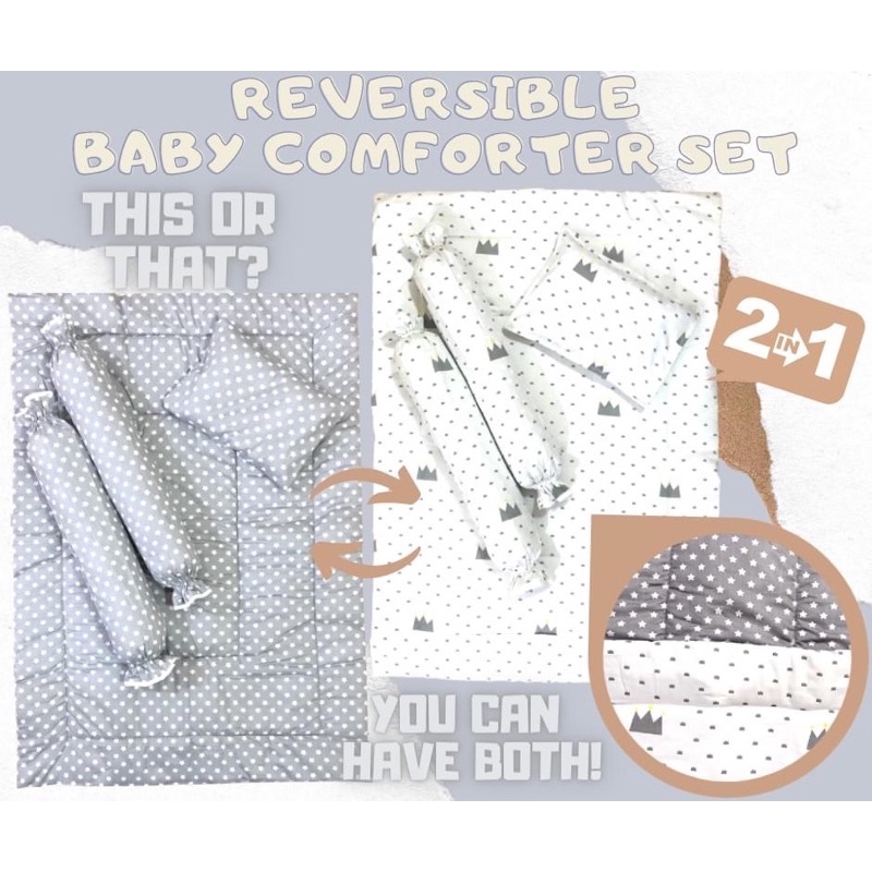 Reversible Baby Comforter Set Crown (White) Shopee Philippines