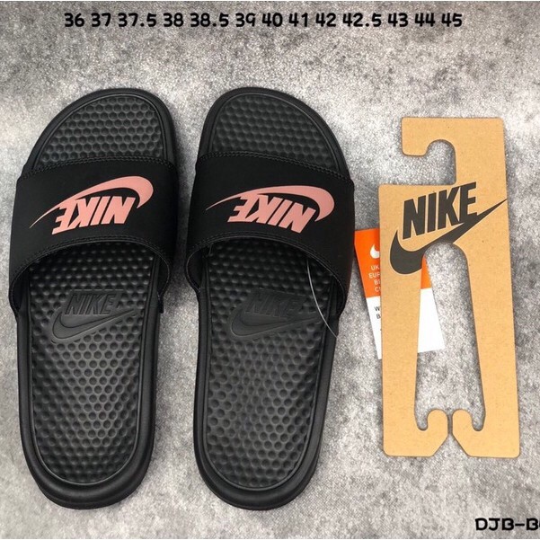 nike slippers pink and black