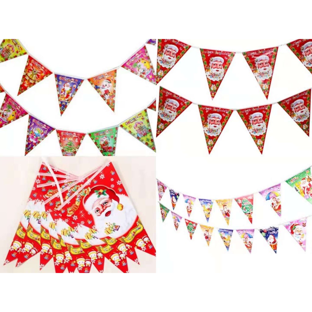 Merry Christmas Flag Banner Bandiretas 3meter 10pcs flags | Shopee Philippines
