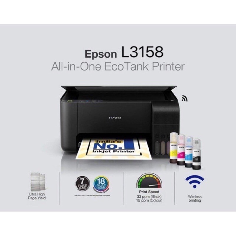 Epson Ecotank L3158 Wi Fi All In One Ink Tank Printer Shopee Philippines 7200