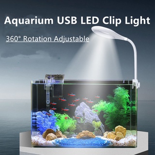 AQUARZOO Clip USB Aquarium LED Light Mini Desktop Lamp Light Flexible Neck Multicolor Tortoise Small Aquarium Fish Tank Wall LED Clip On Light for Aquatic Plant Growing