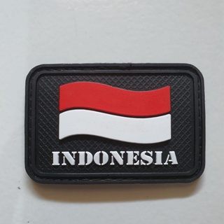 HITAM Indonesian Flag logo rubber patch With Black Based / velcro rubber emblem patch #4