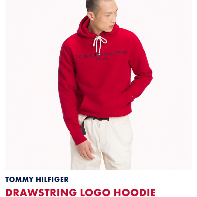 tommy hilfiger drawstring logo hoodie