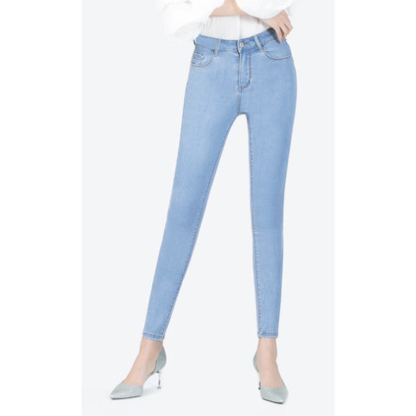 korean fashion denim light blue jeans 